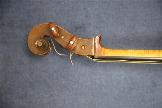 An 18th century cello, labelled Jacobus Stainer in absam prope oe nipontum 1660, in a W. E. Hill & Sons ebonised wood case, Numerous